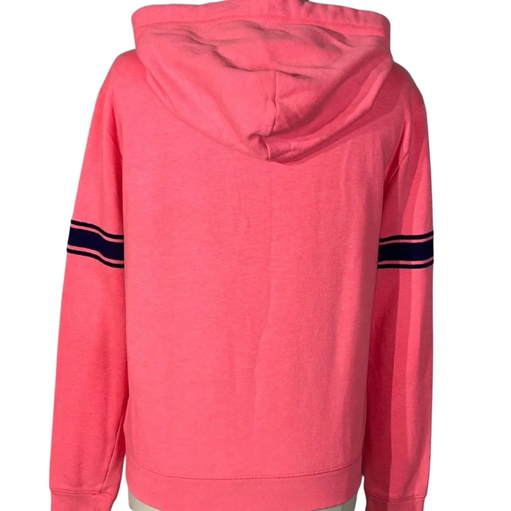 Victoria’s Secret PINK Neon Coral 1/4 Zip Hoodie Sweatshirt Kangaroo Pocket - Picture 3 of 7